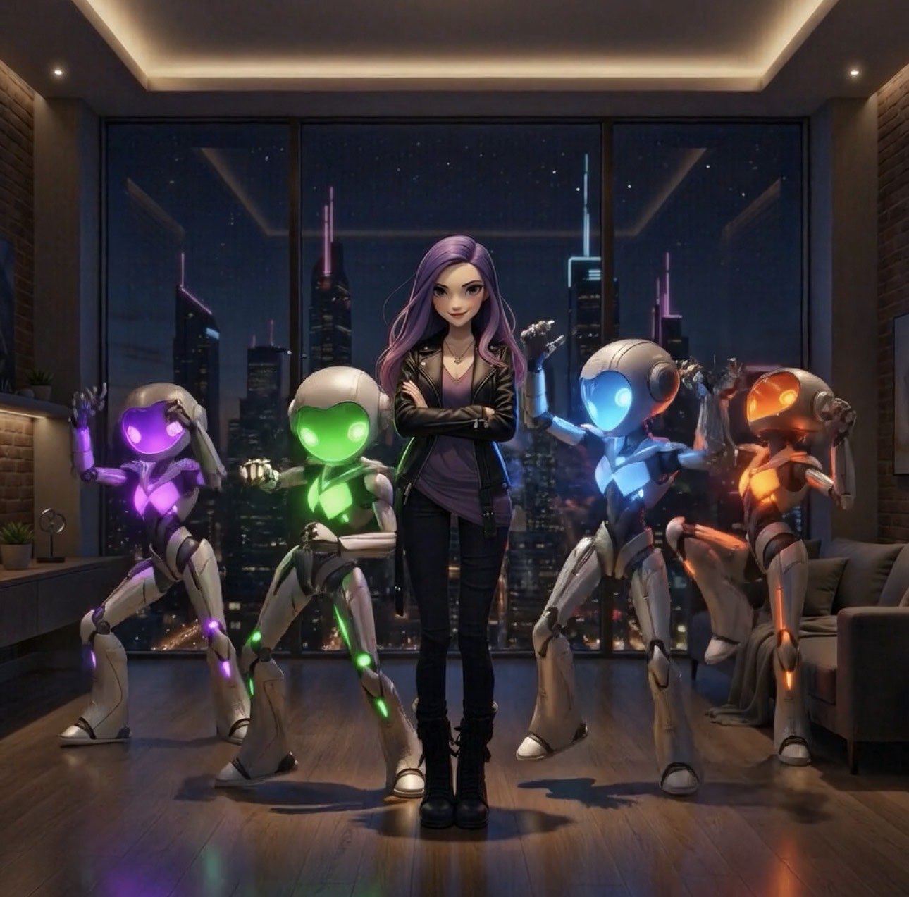 Abby and her AI team: Jeff, Leo, Kate, and Stuart